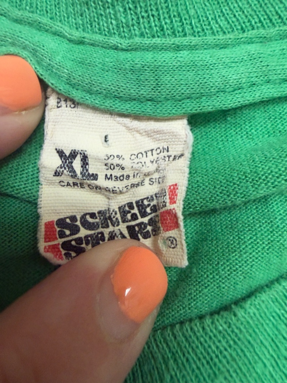 Vintage 80s Screen Stars Single Stitch T-Shirt Heart 5k Made in USA 50/50 Blend - Picture 9 of 12